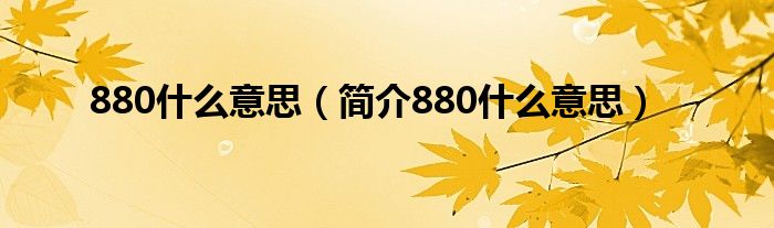 880什么意思（简介880什么意思）