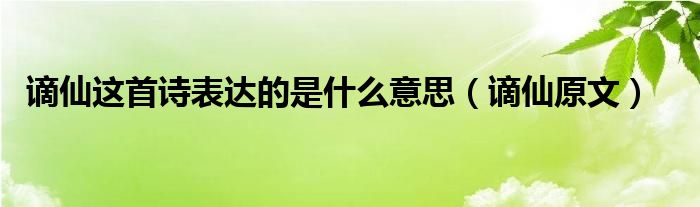 谪仙这首诗表达的是什么意思（谪仙原文）