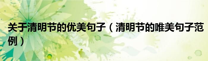 关于清明节的优美句子（清明节的唯美句子范例）