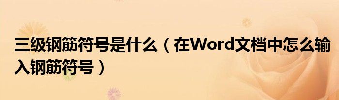 三级钢筋符号是什么（在Word文档中怎么输入钢筋符号）