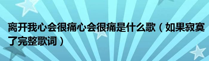 离开我心会很痛心会很痛是什么歌（如果寂寞了完整歌词）