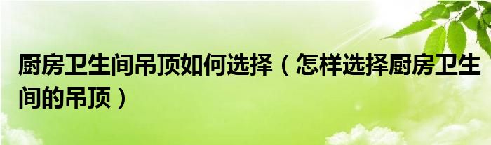 厨房卫生间吊顶如何选择（怎样选择厨房卫生间的吊顶）