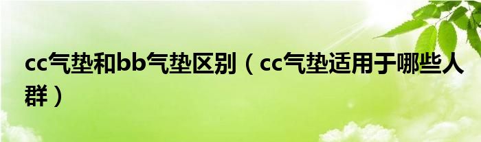 cc气垫和bb气垫区别（cc气垫适用于哪些人群）