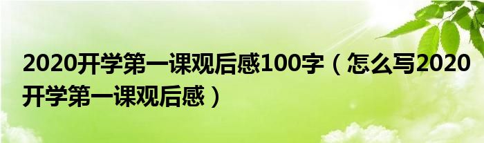 2020开学第一课观后感100字（怎么写2020开学第一课观后感）