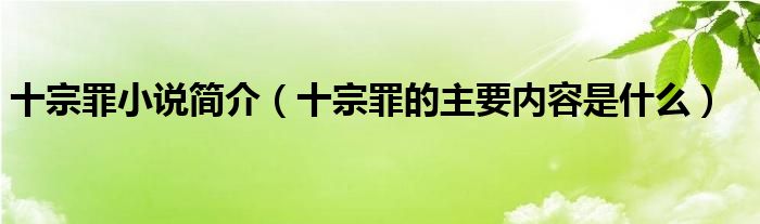 十宗罪小说简介（十宗罪的主要内容是什么）