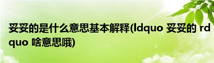 妥妥的是什么意思基本解释(ldquo 妥妥的 rdquo 啥意思哦)