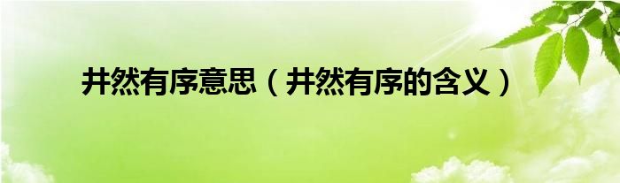 井然有序意思（井然有序的含义）