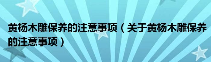 黄杨木雕保养的注意事项（关于黄杨木雕保养的注意事项）