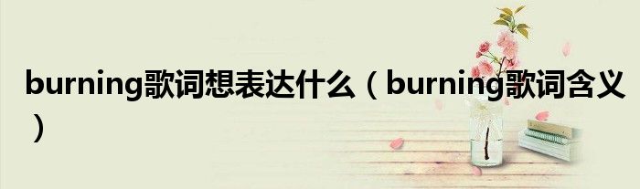 burning歌词想表达什么（burning歌词含义）