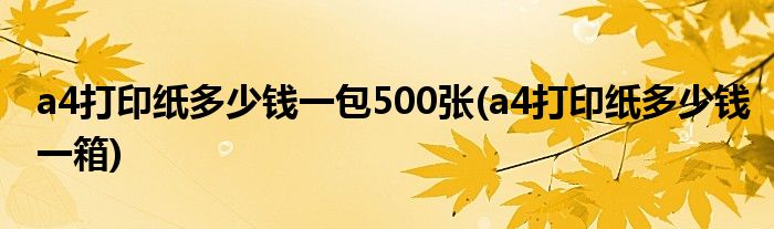 a4打印纸多少钱一包500张(a4打印纸多少钱一箱)