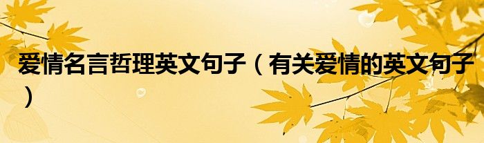 爱情名言哲理英文句子（有关爱情的英文句子）