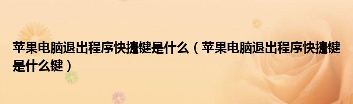 苹果电脑退出程序快捷键是什么（苹果电脑退出程序快捷键是什么键）