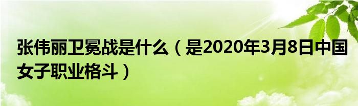 张伟丽卫冕战是什么（是2020年3月8日中国女子职业格斗）