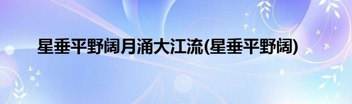 星垂平野阔月涌大江流(星垂平野阔)