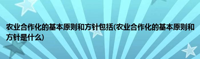 农业合作化的基本原则和方针包括(农业合作化的基本原则和方针是什么)