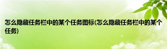 怎么隐藏任务栏中的某个任务图标(怎么隐藏任务栏中的某个任务)