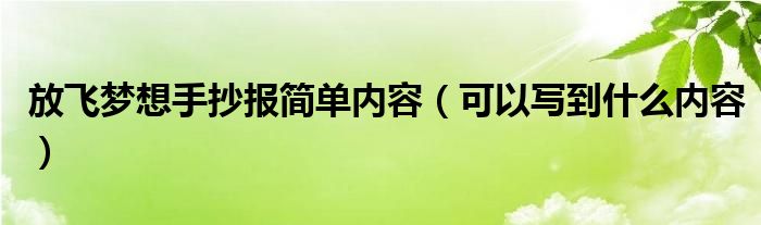 放飞梦想手抄报简单内容（可以写到什么内容）