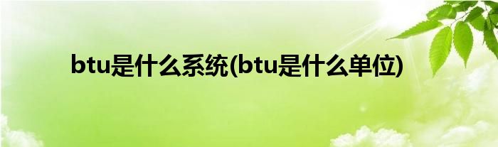 btu是什么系统(btu是什么单位)