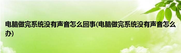 电脑做完系统没有声音怎么回事(电脑做完系统没有声音怎么办)