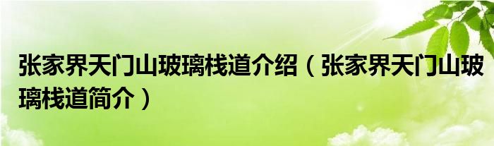 张家界天门山玻璃栈道介绍（张家界天门山玻璃栈道简介）