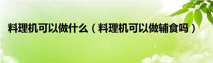 料理机可以做什么（料理机可以做辅食吗）