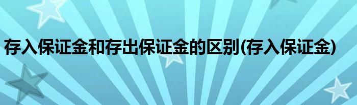 存入保证金和存出保证金的区别(存入保证金)