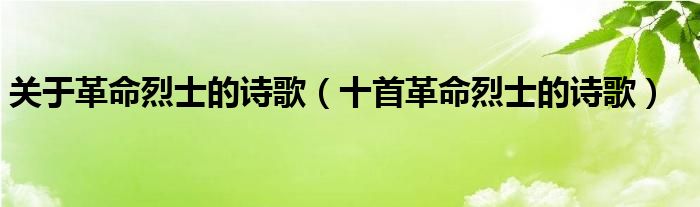 关于革命烈士的诗歌（十首革命烈士的诗歌）