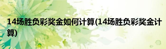 14场胜负彩奖金如何计算(14场胜负彩奖金计算)