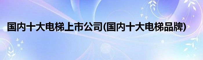 国内十大电梯上市公司(国内十大电梯品牌)