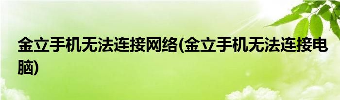 金立手机无法连接网络(金立手机无法连接电脑)