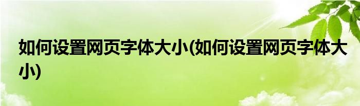 如何设置网页字体大小(如何设置网页字体大小)