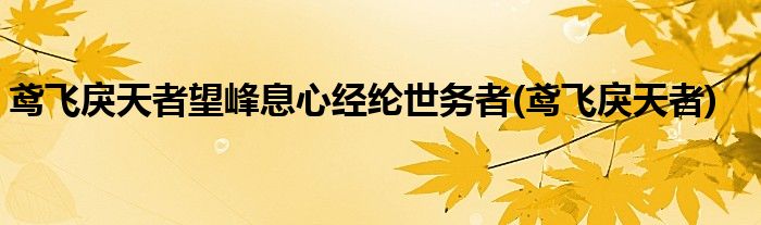 鸢飞戾天者望峰息心经纶世务者(鸢飞戾天者)