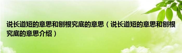 说长道短的意思和刨根究底的意思（说长道短的意思和刨根究底的意思介绍）