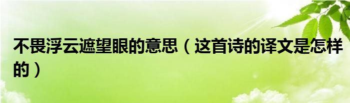 不畏浮云遮望眼的意思（这首诗的译文是怎样的）