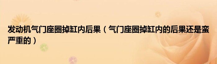 发动机气门座圈掉缸内后果（气门座圈掉缸内的后果还是蛮严重的）