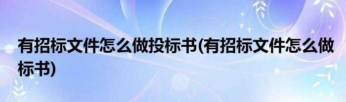 有招标文件怎么做投标书(有招标文件怎么做标书)