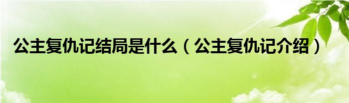 公主复仇记结局是什么（公主复仇记介绍）