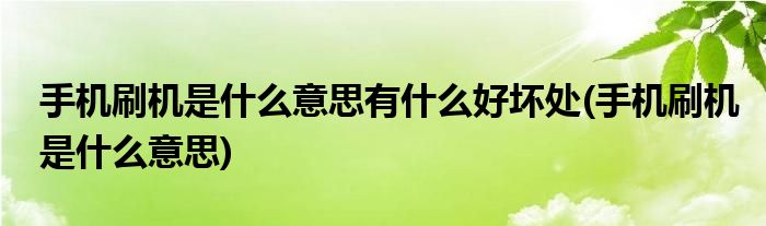 手机刷机是什么意思有什么好坏处(手机刷机是什么意思)