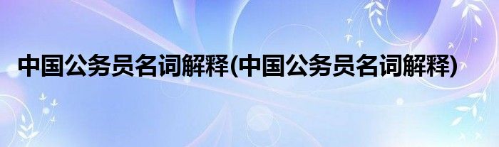 中国公务员名词解释(中国公务员名词解释)