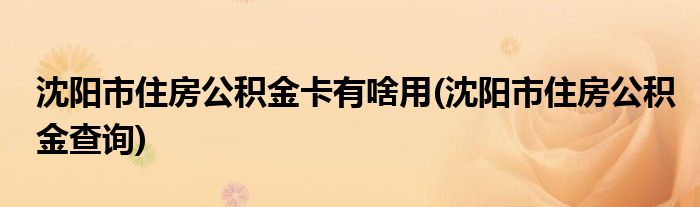 沈阳市住房公积金卡有啥用(沈阳市住房公积金查询)