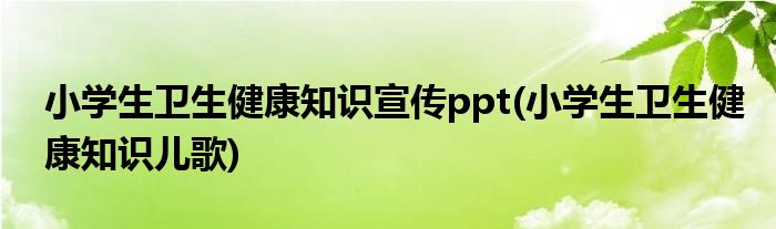 小学生卫生健康知识宣传ppt(小学生卫生健康知识儿歌)