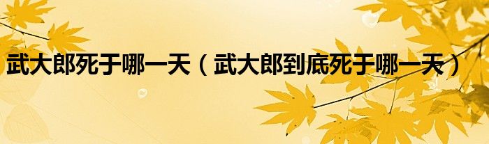 武大郎死于哪一天（武大郎到底死于哪一天）