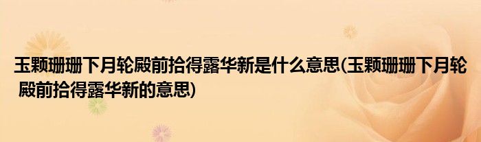 玉颗珊珊下月轮殿前拾得露华新是什么意思(玉颗珊珊下月轮 殿前拾得露华新的意思)