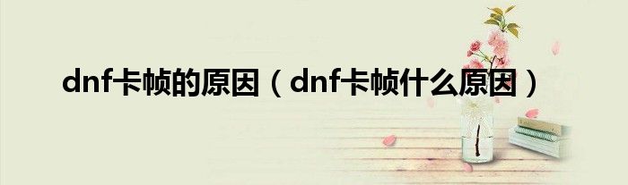 dnf卡帧的原因（dnf卡帧什么原因）