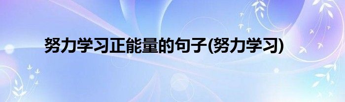 努力学习正能量的句子(努力学习)