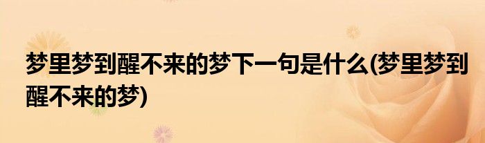 梦里梦到醒不来的梦下一句是什么(梦里梦到醒不来的梦)