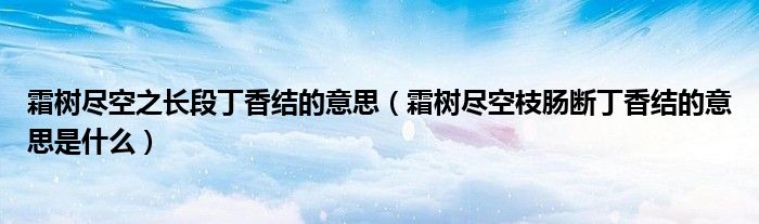 霜树尽空之长段丁香结的意思（霜树尽空枝肠断丁香结的意思是什么）