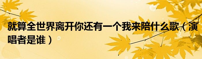 就算全世界离开你还有一个我来陪什么歌（演唱者是谁）