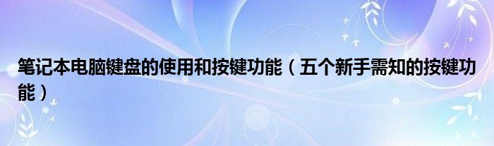 笔记本电脑键盘的使用和按键功能（五个新手需知的按键功能）