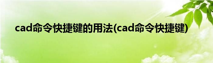 cad命令快捷键的用法(cad命令快捷键)